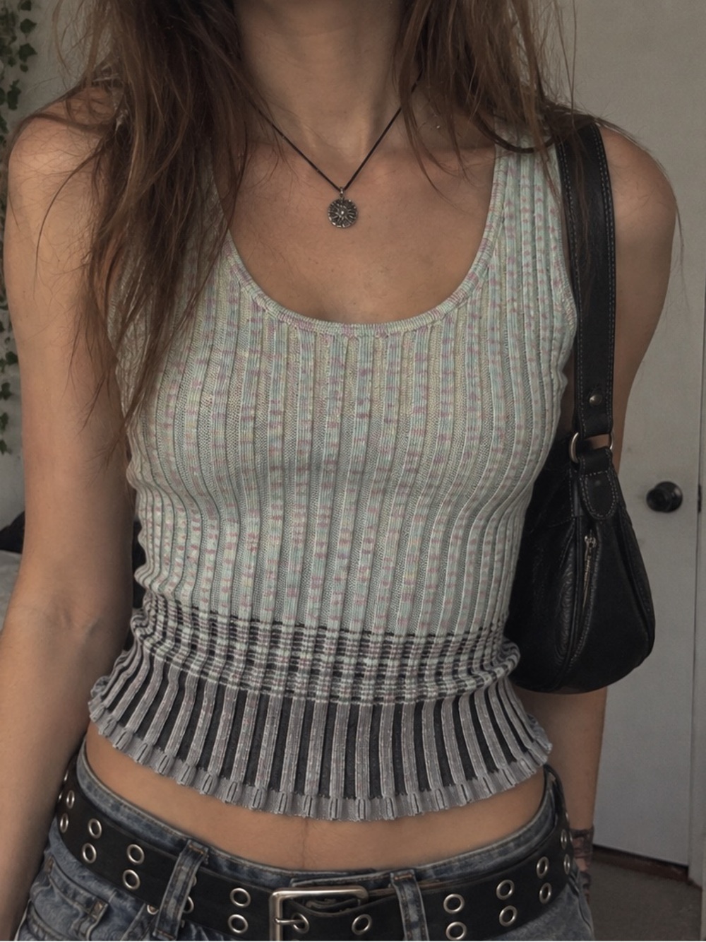Y2K Grandmacore Vintage JH Collectibles Pastel Ombre Ribbed Knit Tank L